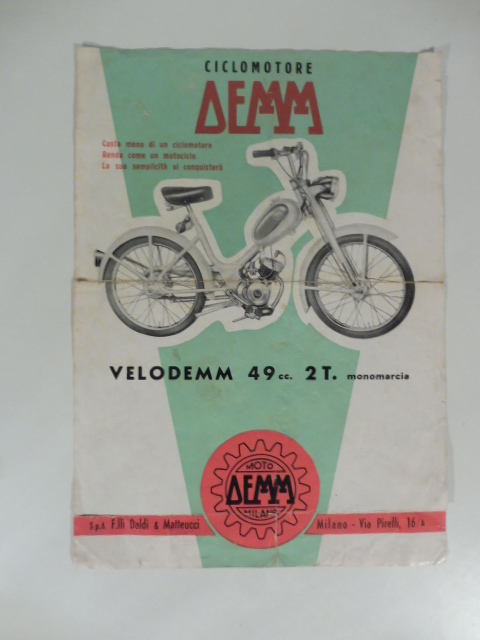 Ciclomotore Demm. Velodemm 49cc. Foglietto pubblicitario